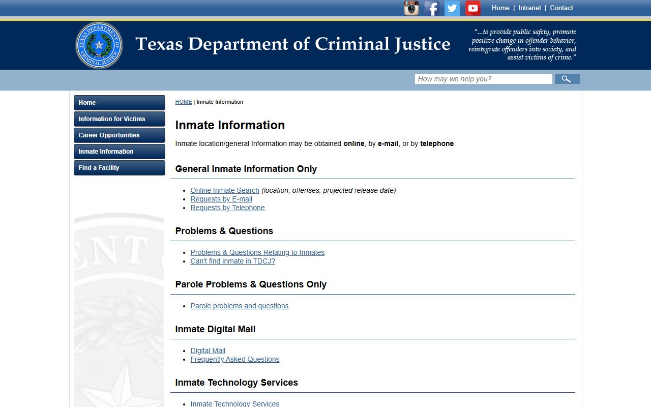 Borden County jail mugshots TDCJ offender information screenshot
